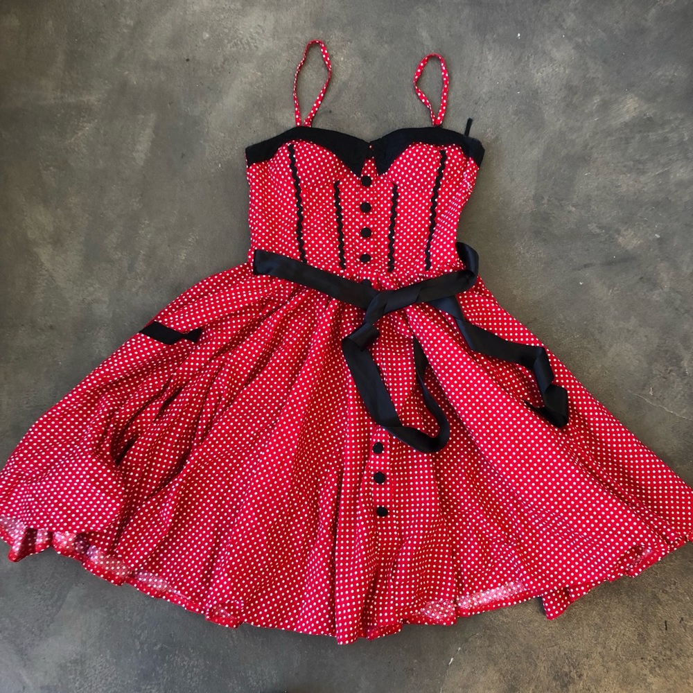 Hell Bunny Vixen polka dot pin up dress (Small)
